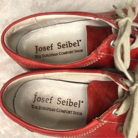 Josef Seibel Red Leather Lace Up Walking Shoes/Sneakers Size 36 (5.5) - Picture 8 of 10